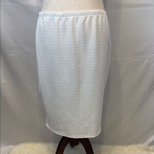 Snap White Striped Pencil Skirt